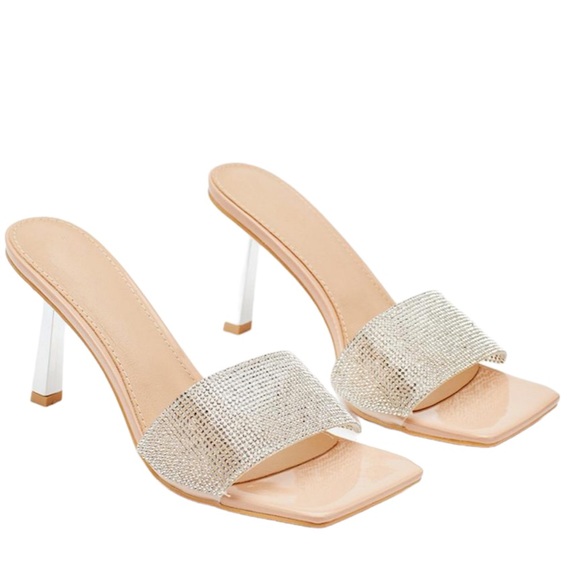 NEW $78 Nasty Gal Truffle Collection Diamonte Rhinestone Square Toe Mules 5.5 - Picture 2 of 11